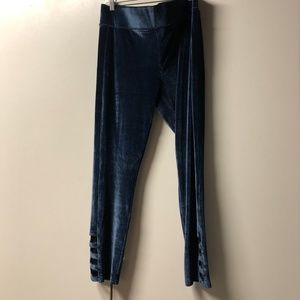 NEW nwot blue "velvet" leggings ladder design XL